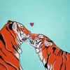Illustration Tigers In Love Diamond Painting