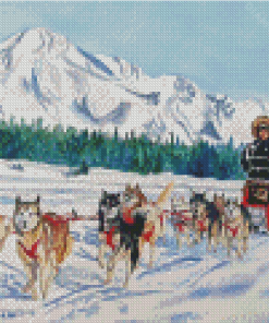 Sled Dogs With Man Art Diamond Painting