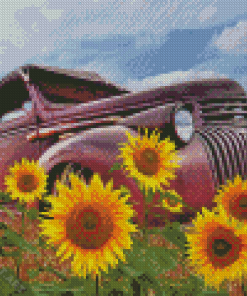 Sunflower In Truck Diamond Painting