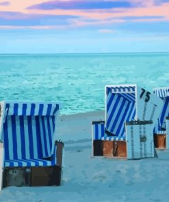 Sylt Beach Chairs At Sunset Diamond Painting