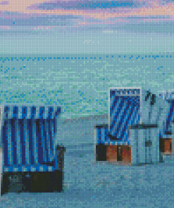 Sylt Beach Chairs At Sunset Diamond Painting