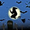 Witch Silhouette And Bats Diamond Painting