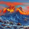 Abstract Himalayas At Sunset Diamond Painting