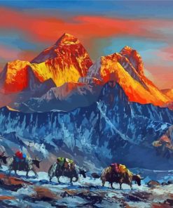 Abstract Himalayas At Sunset Diamond Painting