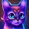Purple Neon Cat Diamond Painting