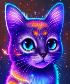 Purple Neon Cat Diamond Painting